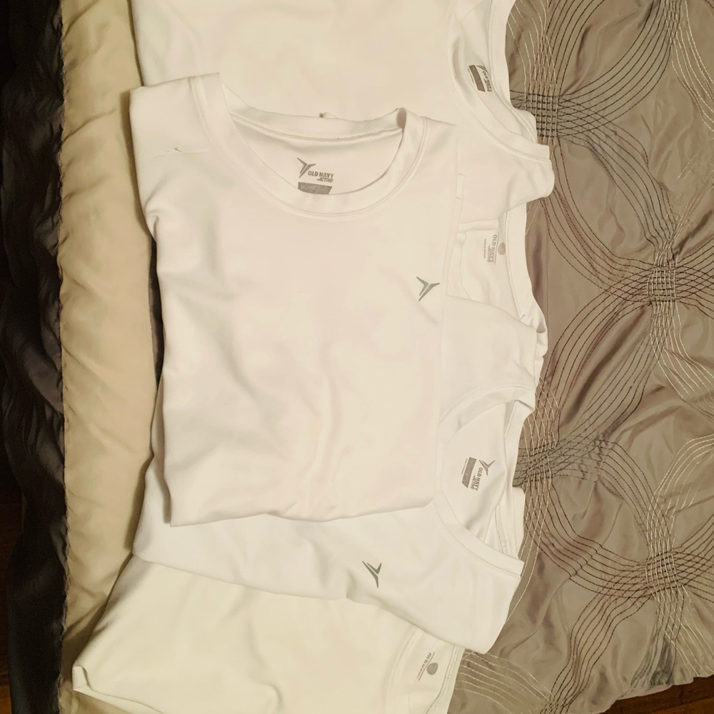Set of 5 White Active Crew Neck Old Navy T-Shirts a Bundle Lot XXL